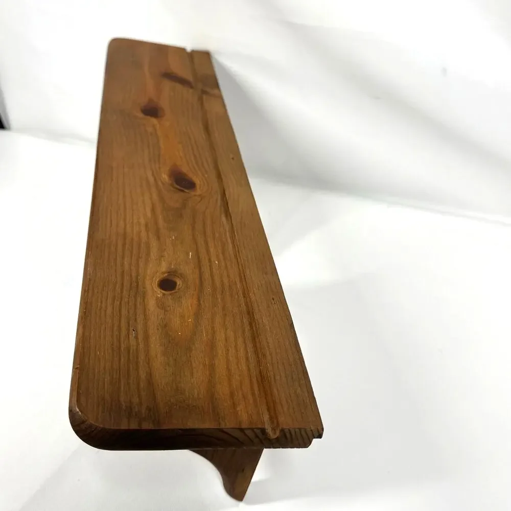 Vintage Wood Wall Shelf Pine Heart Cutout Plate Groove Country Farmhouse Decor
